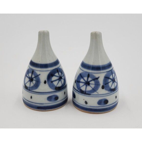 Other - Vintage Salt & Pepper Shaker Set Blue & Grey Geometric